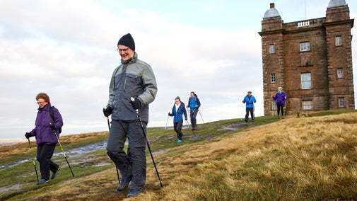 Nordic walking on the estate at Lyme, Cheshire